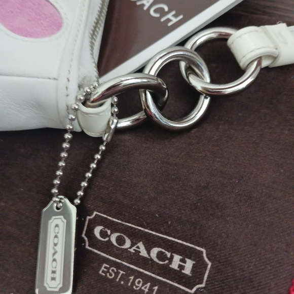 COACH 3677 - Y2K White Leather Mini Dot Baguette Handbag w/ Strap - Ltd. Edition - Picture 9 of 16